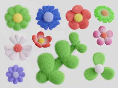 3D Fluffy Flowers 3d 3d animation 3d blender 3d flowers abstract colorful flowers fluffy high quality rotation simple ui