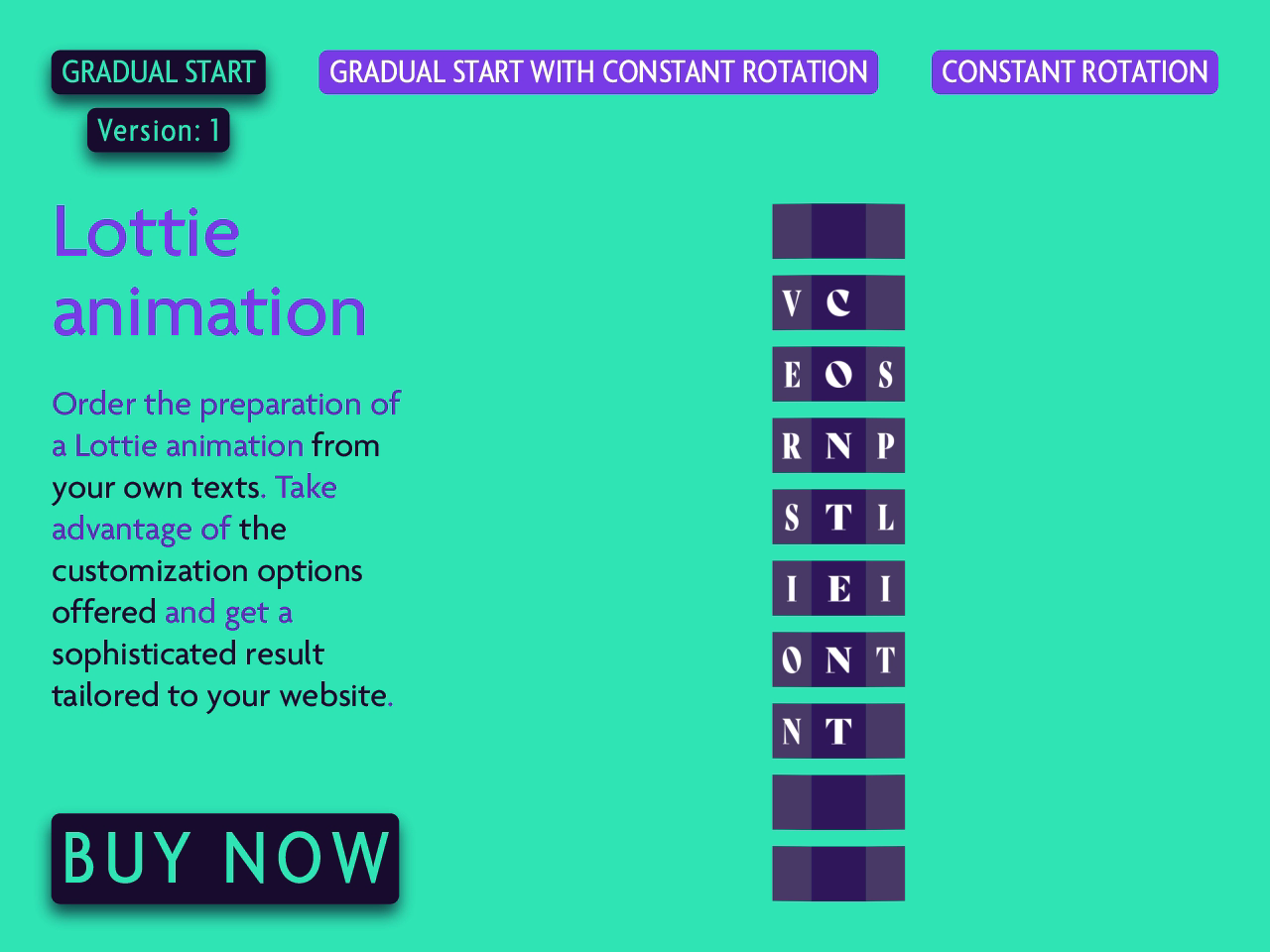 Example of Lottie Animation Of Rotating Texts: V1