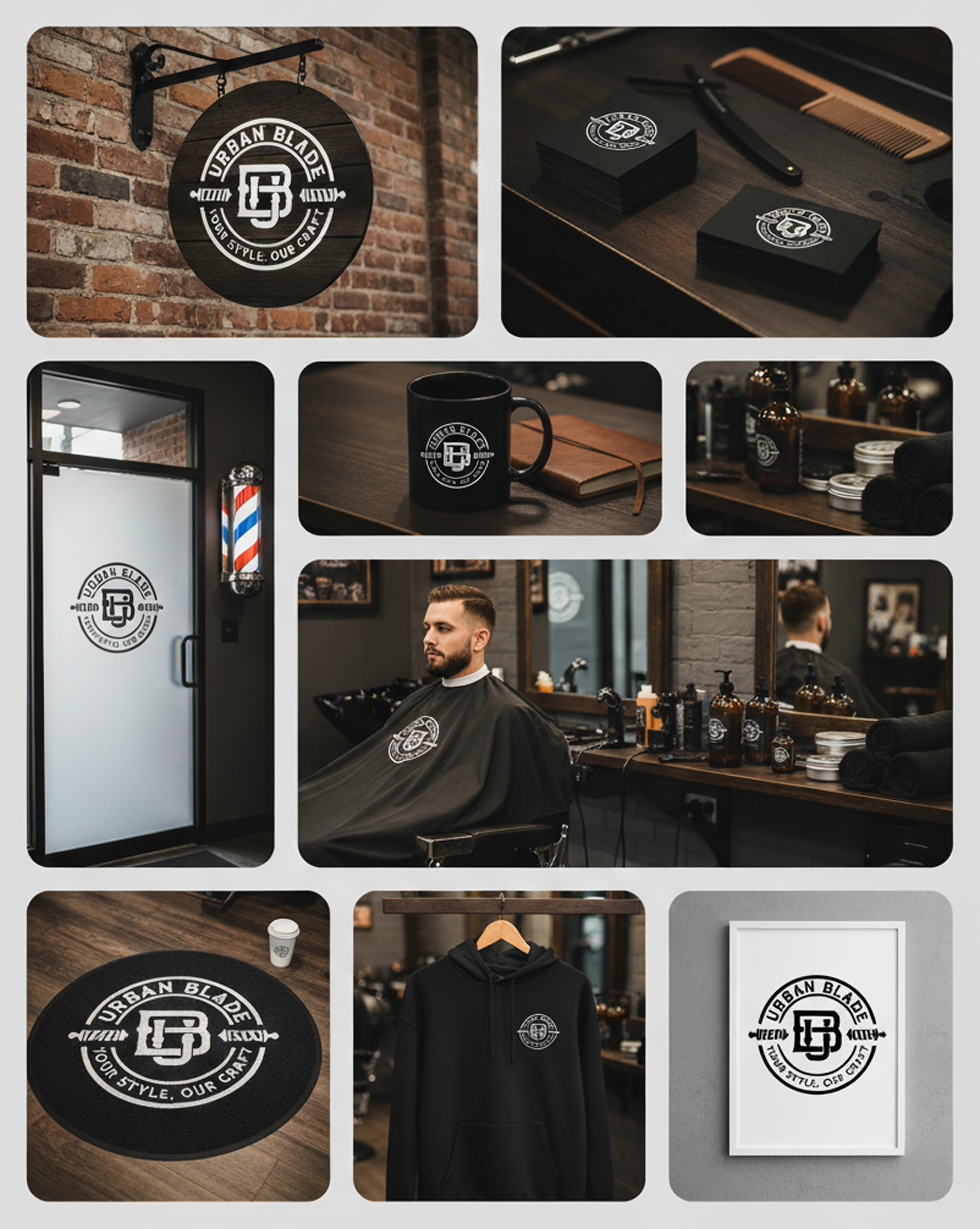 Urban Blade — Premium Barbershop Branding & Logo Design 💈 badge design barber branding barber logo barbershop logo brand identity emblem logo identity design minimal logo monogram design