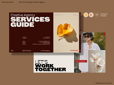 Creative Agency Services Guide Presentation Template | PowerPoi. agency portfolio agency presentation agency template branding presentation business portfolio business powerpoint business strategy client pitch company profile creative agency creative brief creative studio design studio deck digital marketing presentation google slides template marketing deck minimal powerpoint modern ppt proposal presentation services guide