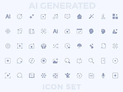 AI-generated icon set. ai ai generated brand identy branding design fill icon flat icon graphic design icon icon design icon set illustration logo modern icon mordan logo outline icon solid icon ui ux vector