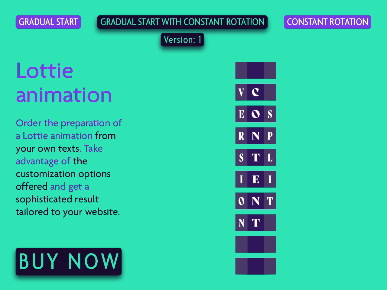 Example of Lottie Animation Of Rotating Texts: V1