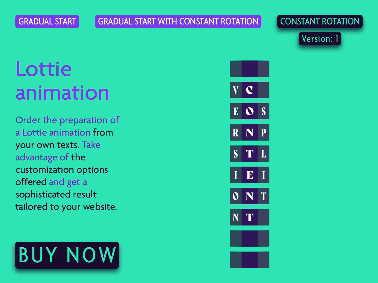 Example of Lottie Animation Of Rotating Texts: V1