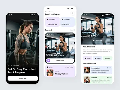 Fitness & Workout App Design Concept app app design application ui daily activity design fitness app fitness mobile app mobile mobile app mvp tracker ui design workout app