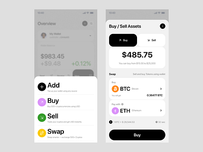 Mobile App Design - Crypto add fund bitcoin blockchain buy and sell crypto crypto app crypto mobile app crypto wallet investment app mobile app mobile app design product design token trading app ui ui ux user experience ux wallet