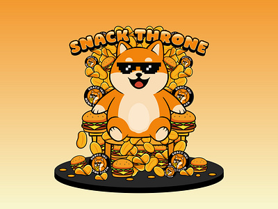 Shiba on the Snack Throne 🍔👑 2d art burger art cartoon design character design crypto art crypto design crypto meme cute illustration digital illustration dog mascot food meme funny meme kawaii style logo mascot meme coin meme token nft art shiba inu snack inu vector illustration