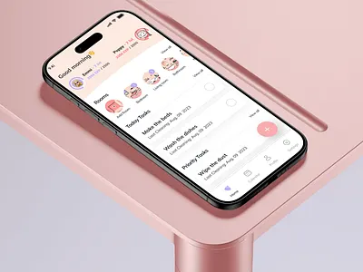 Mobile App Design UI/UX Gamified Cleaning App Improve Retention ai app asol design checklist app cleaning app figma gamification ux gamified app habit tracker household manager iosapp mascot design mobile app design mobile ui pastel ui productivity app reminders app rewards app streaks ui uiuxdesign