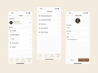 Profile & Settings - Where Personalization Meets Peace app appdesign branding calmui design digitalwellbeing illustration mindfulux minimaldesign mobile app mobile app design mobileappdesign mobiledesign productdesign profilescreen settingsdesign trend userinterface uxdesign wellnessapp