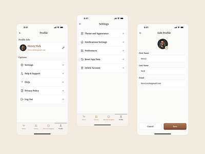 Profile & Settings - Where Personalization Meets Peace app appdesign branding calmui design digitalwellbeing illustration mindfulux minimaldesign mobile app mobile app design mobileappdesign mobiledesign productdesign profilescreen settingsdesign trend userinterface uxdesign wellnessapp