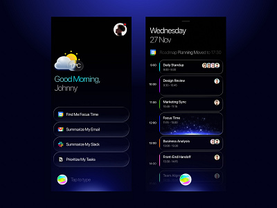 AI Agent Mobile App - Home & Calendar by AmazingUI agent agent app ai agent ai assistant app app ui assistant app calendar calendar app calendar ui chatgpt focus time ios app mobile mobile app premium app premium design time ui ui design