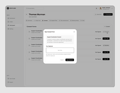 Sign Consent Form pop-up approval approve modal popup candidate company document management hr management dashboard design modal organization management product design saas saas design signature signature dialog signature popup software team management uiux web app web design