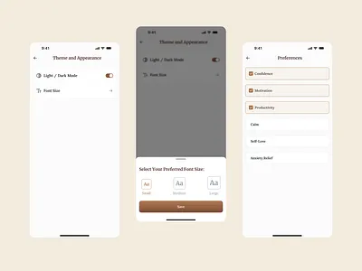Design That Adapts to You — Preferences & Theme app design branding clean ui darkmode design illustration lightmode minimaldesign mobile app mobile app design mobileappdesign mobiledesign personalization preferencesscreen themeswitch userinterface uxdesign wellnessapp