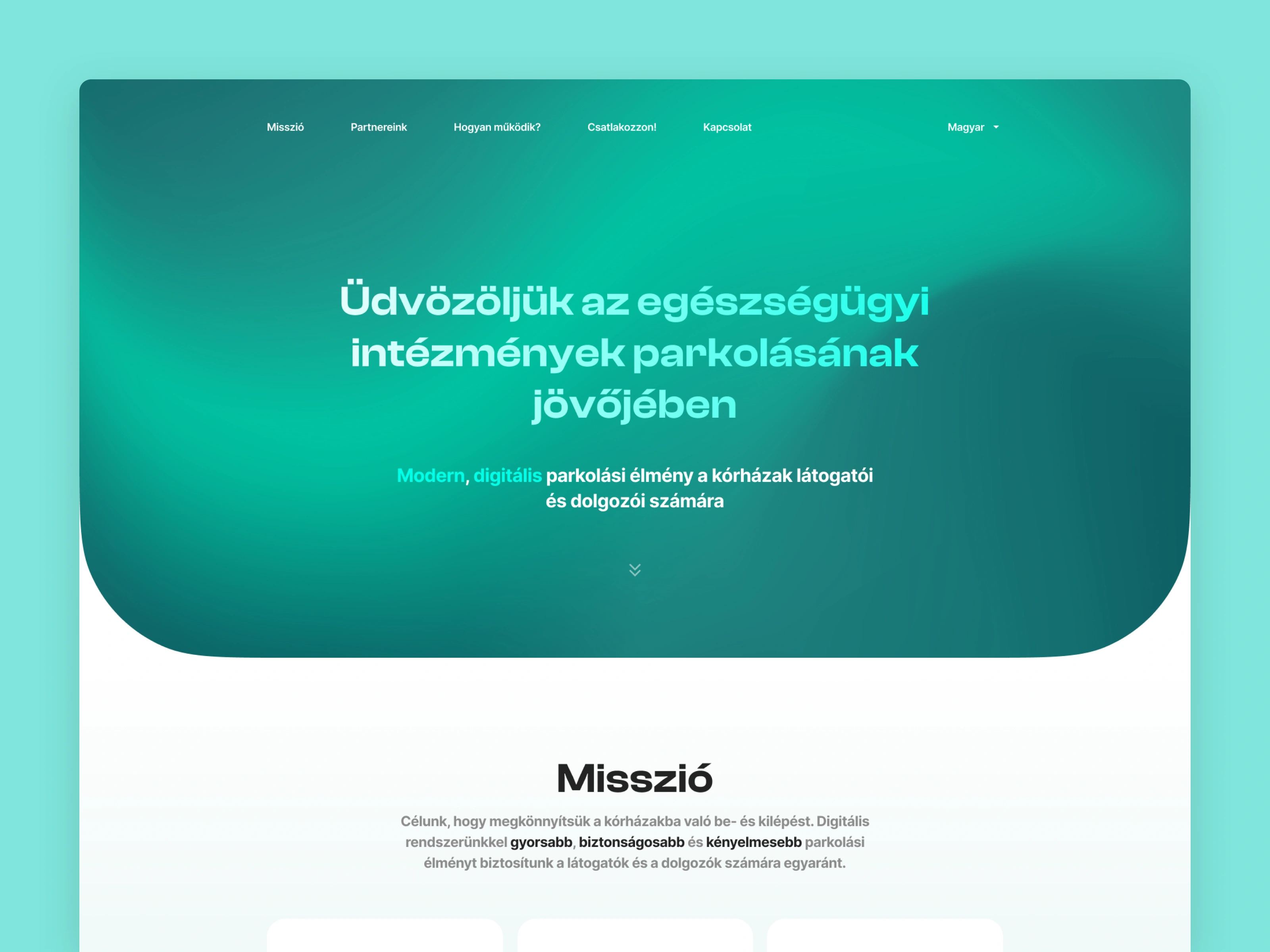 Hospital Parking website animated icons clean healthcare landing page lottie minimal one page website web design