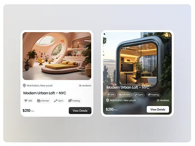 Property Listing UI Components apartment booking app booking app ui card card design design mehbubur rahman minimal card mobile app modern ui product cart property listing ui real estate app rental app design travel app ui trending ui ui ui card ui component uiux website design