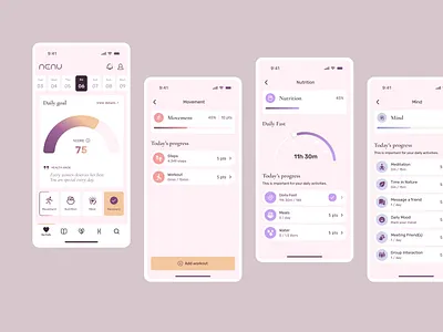 Wellness app for Women fitness mobile app mobile app design mobile design mobile ui ui design ui fitness ui mobile app ui wellness ux design wellness