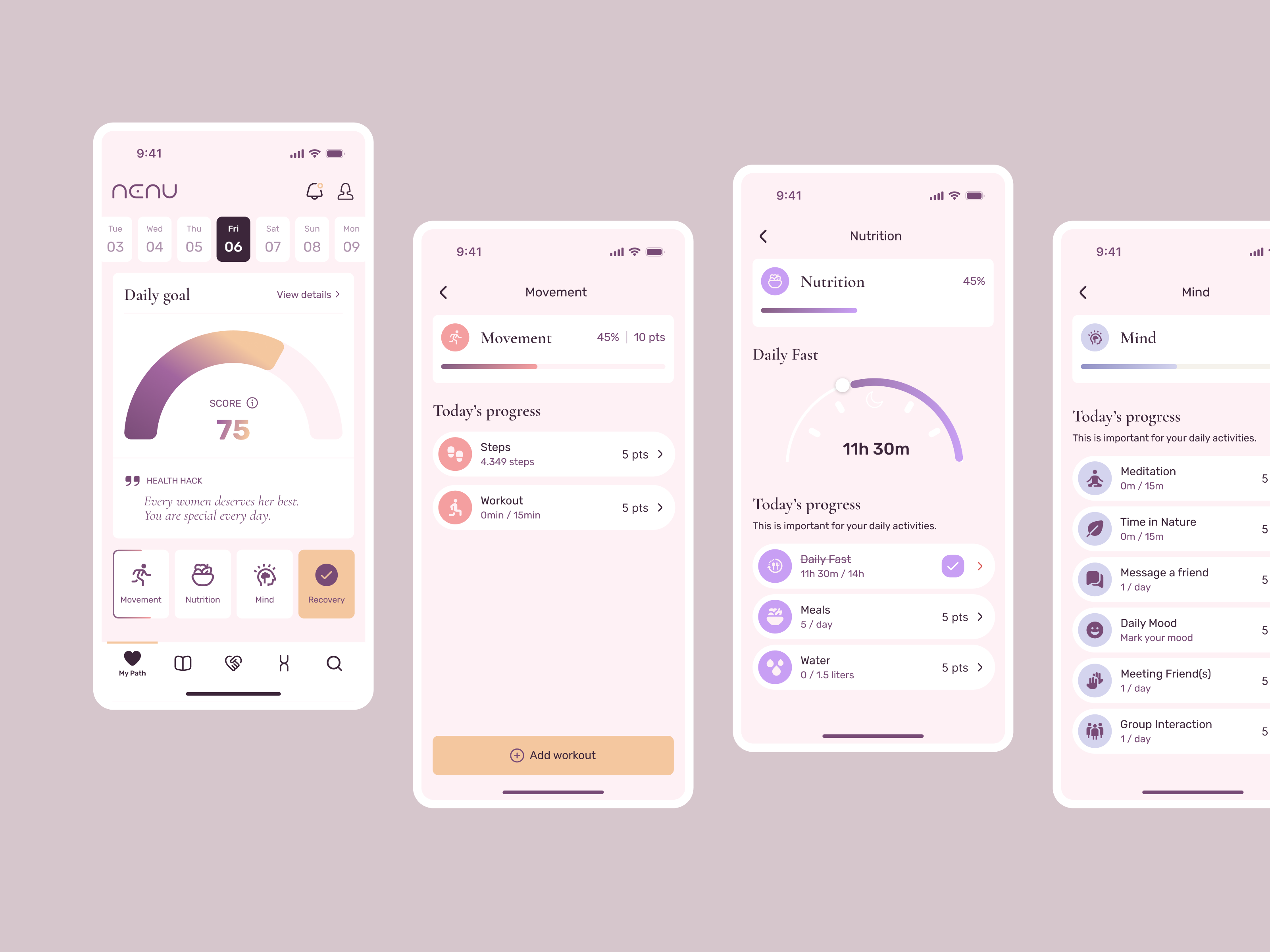 Example of Wellness app for Women