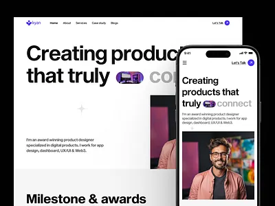 Home Page Design for Designer Portfolio Website app design branding clean design design agency designer portfolio home page design home page ui illustration minimal portfolio ui portfolio website ui ui ux design ui ux design agency ui ux designer ux ux design web design website design