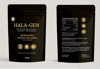 Label And Packaging Design - Hala-Gen 3d 3d mockup bag design branding design food supplement graphic design illustration label design logo packaging print ready vector
