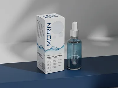 Skin Care Serum Label & Packaging, 3D Mockup - MDRN 3d 3d mockup branding design graphic design illustration label and packaging logo serum ui