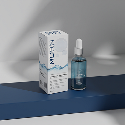 Skin Care Serum Label & Packaging, 3D Mockup - MDRN 3d 3d mockup branding design graphic design illustration label and packaging logo serum ui