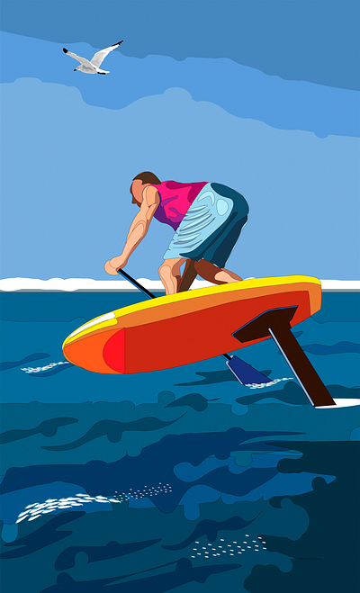 Brave Surfer design graphic design illustration man ocean summer surfer vector