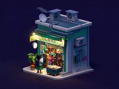 Select 18 - Hong Kong antique shop 3d 3d art 3d illustration animation blender character concept cycles design exterior hong kong illustration isometric modeling render visual