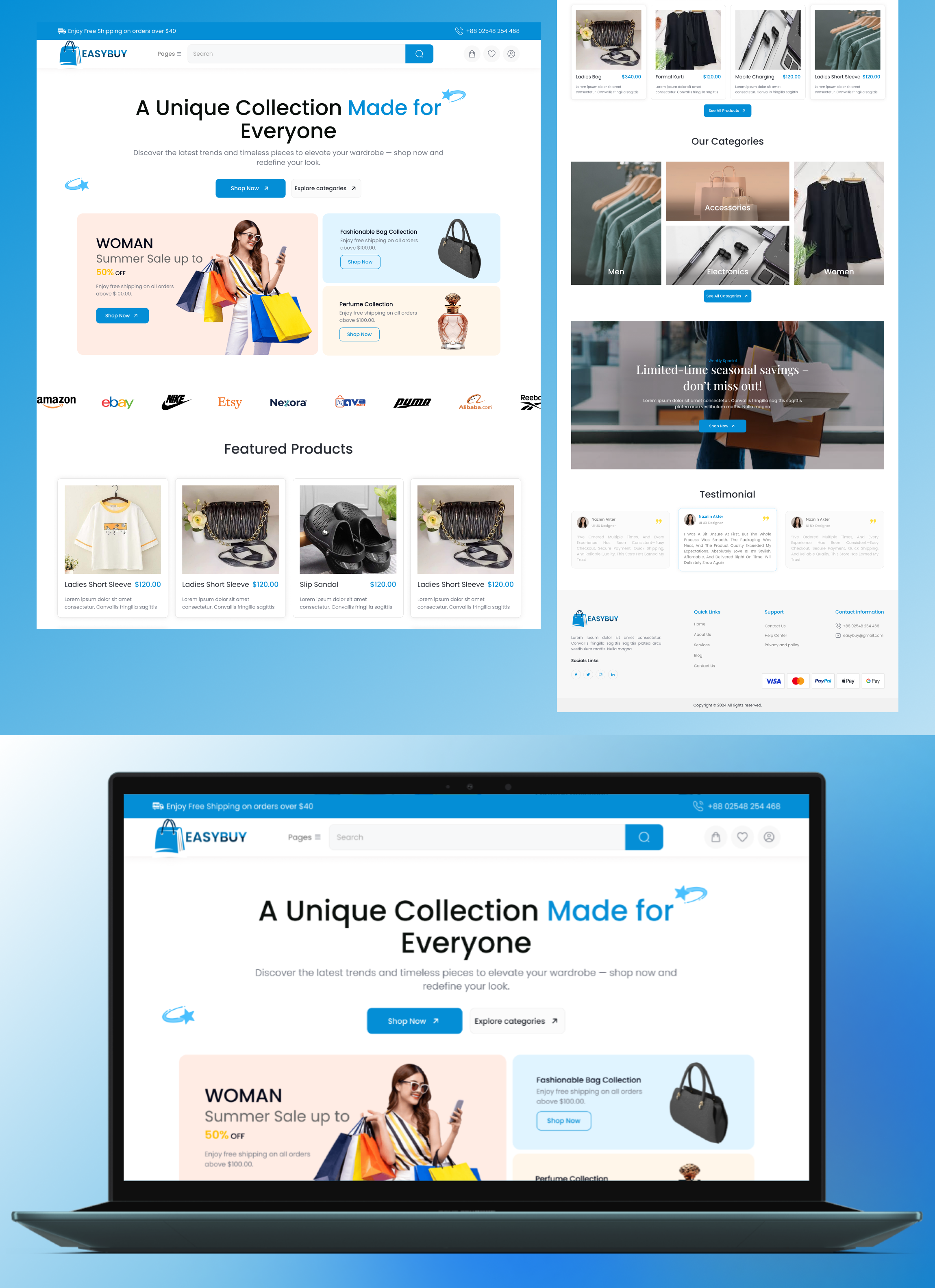 EasyBuy -Modern E-Commerce Website ecommerce fashion store website figma design minimal design shopping uiux ux design web design