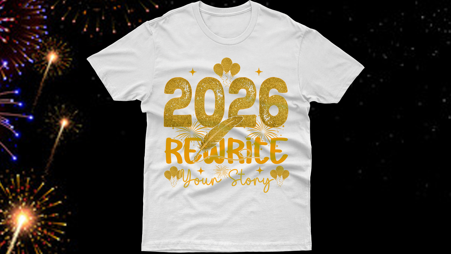 Example of Custom Happy New Year 2026 Tshirt Design