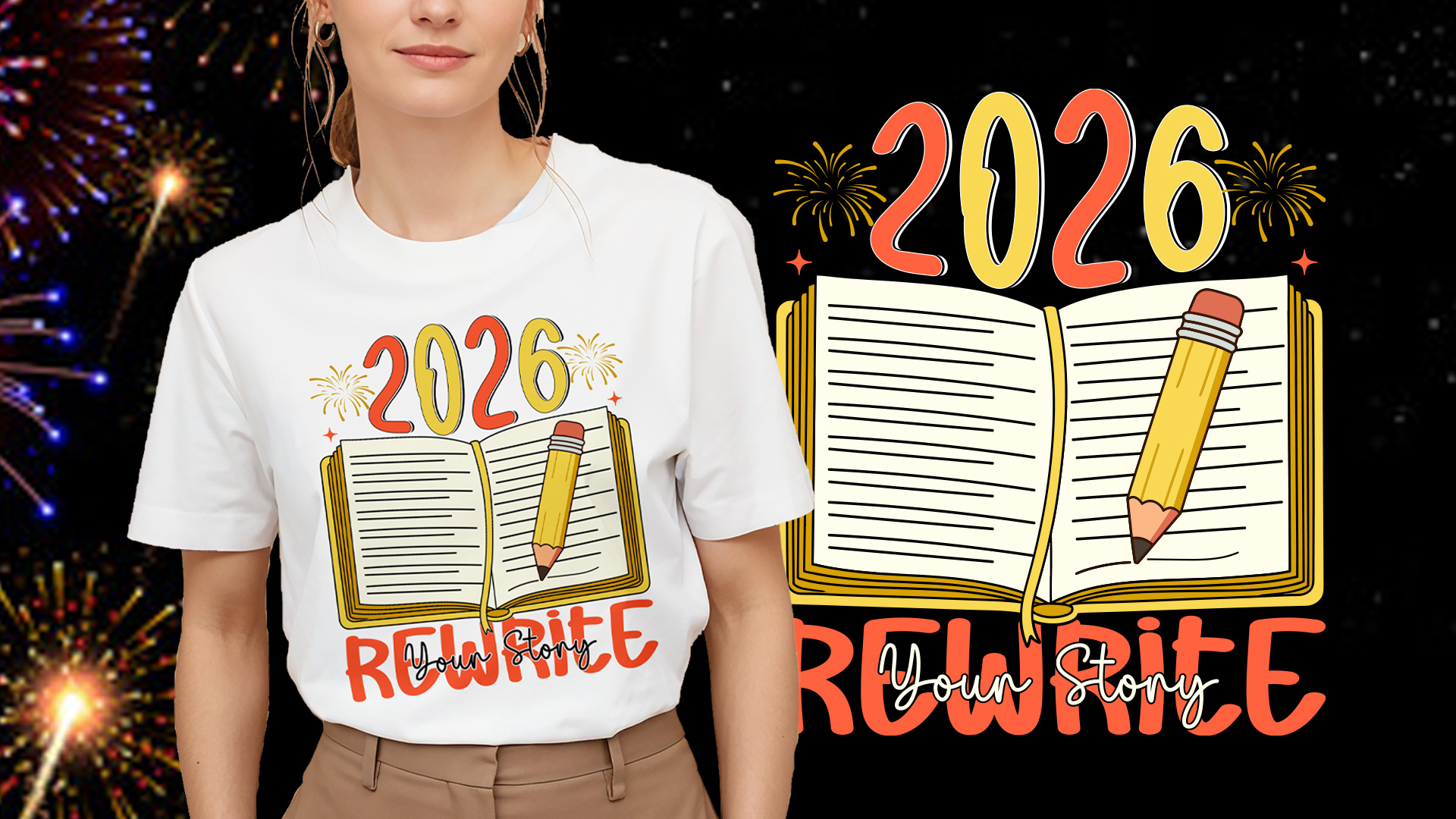 Example of Custom Happy New Year 2026 Tshirt Design