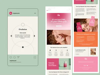 HerGlowCycle — Hormonal Balance, Simplified app behind the design brand design brand direction branding creative direction female graphic design health hormonal identity palette product self care social media soft tones supplements ui visual identity wellness