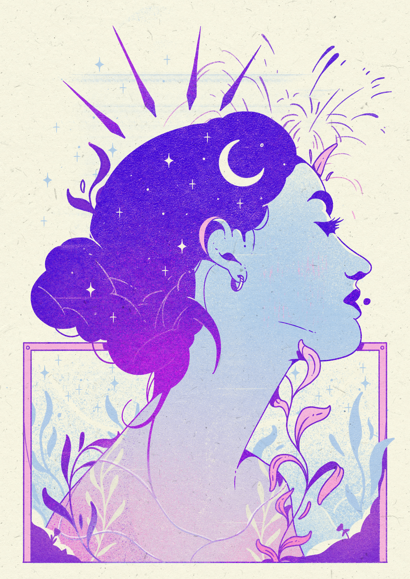 Her illustration ink portrait surreal woman