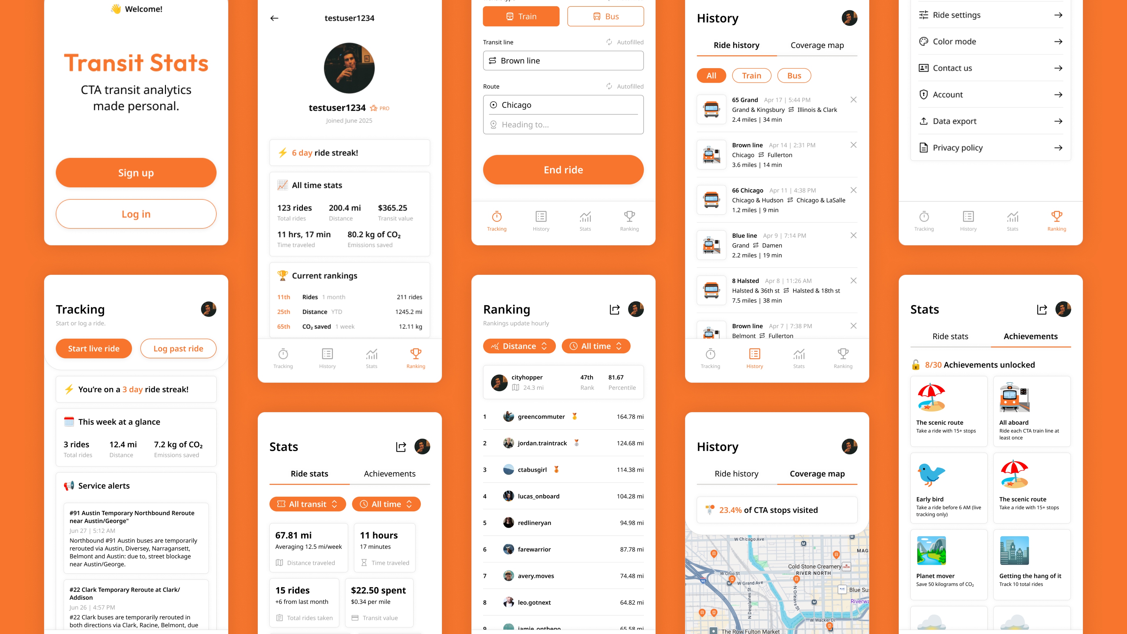 Transit Stats App UI app app screen app ui cta minimal modern public transit transit transit stats ui ux