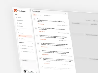 Notifications Panel dashboard notifications notifications panel