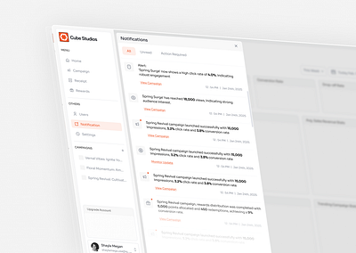 Notifications Panel dashboard notifications notifications panel