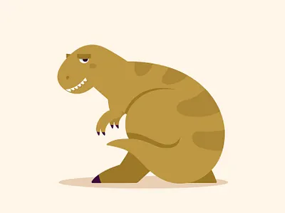 T-Rex animal beige brown cartoon character dino dinosaur flat illustration mesozoic paleontology predator silly tail teeth theropod trex tyrannosaurus vector