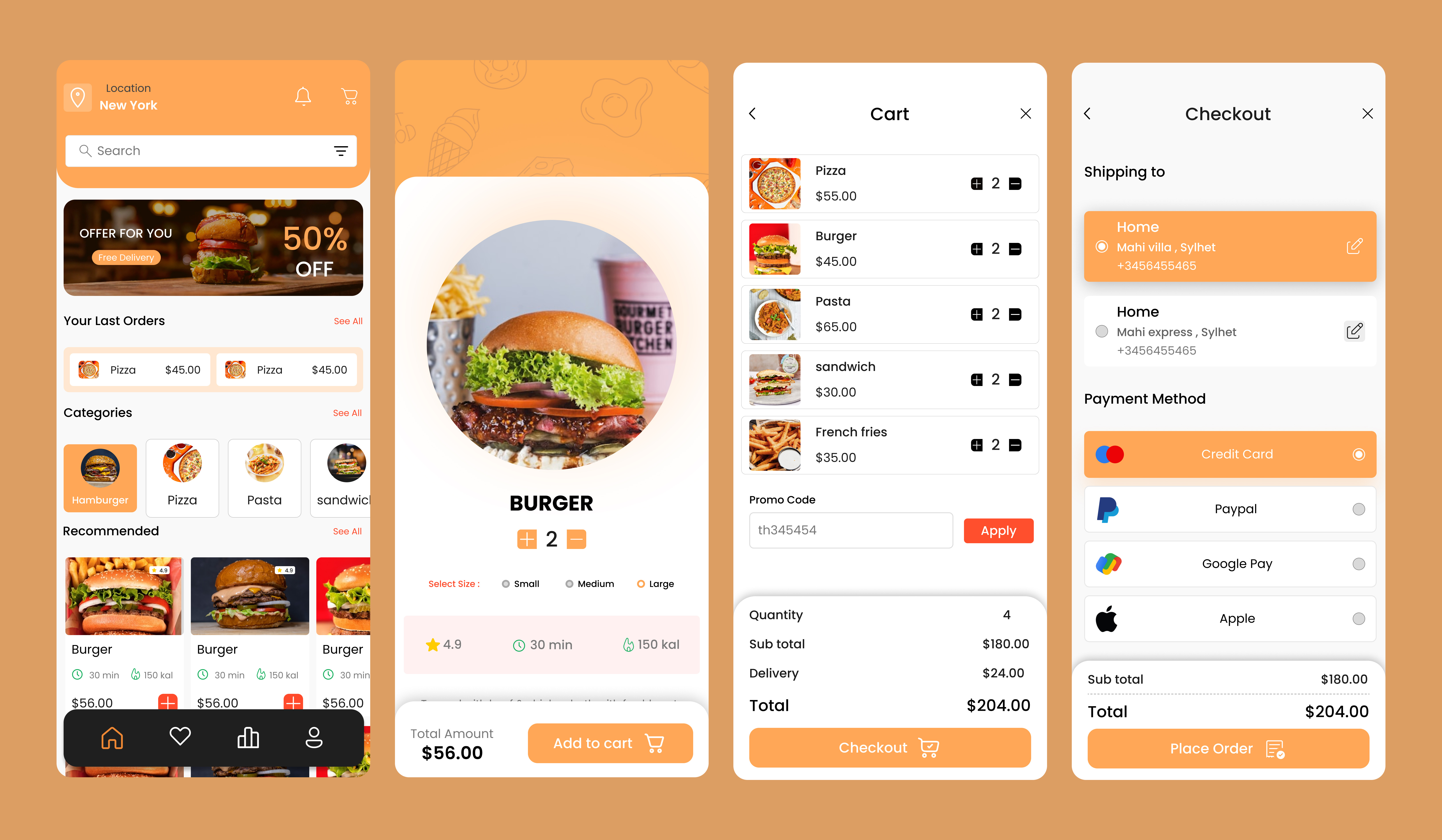 Food Delivery App – Optimizing Cart, Checkout, and Payment Flow appdesign checkoutux ecommerce fooddelivery mobileapp mobileux paymentflow