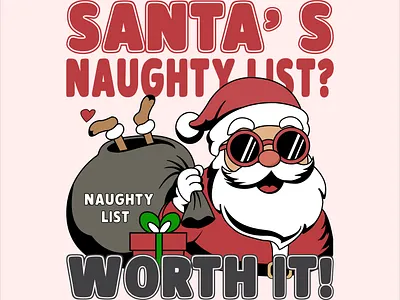 🎄 Santa’s Naughty List – Funny Christmas T-Shirt Design adobe illustrator apparel design branding design graphic design illustration kawaii kawaii design logo minimal design t shirt t shirt design vectr art