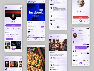 SmPro – Modern Social Media App UI mobileui socialmediaapp uxuidesign