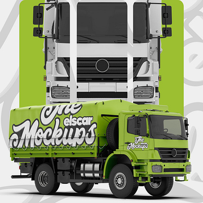 Cargo Truck Mockup - 002 3d advertising branding cargo design graphic design illustration marketing military trailer transportation ui