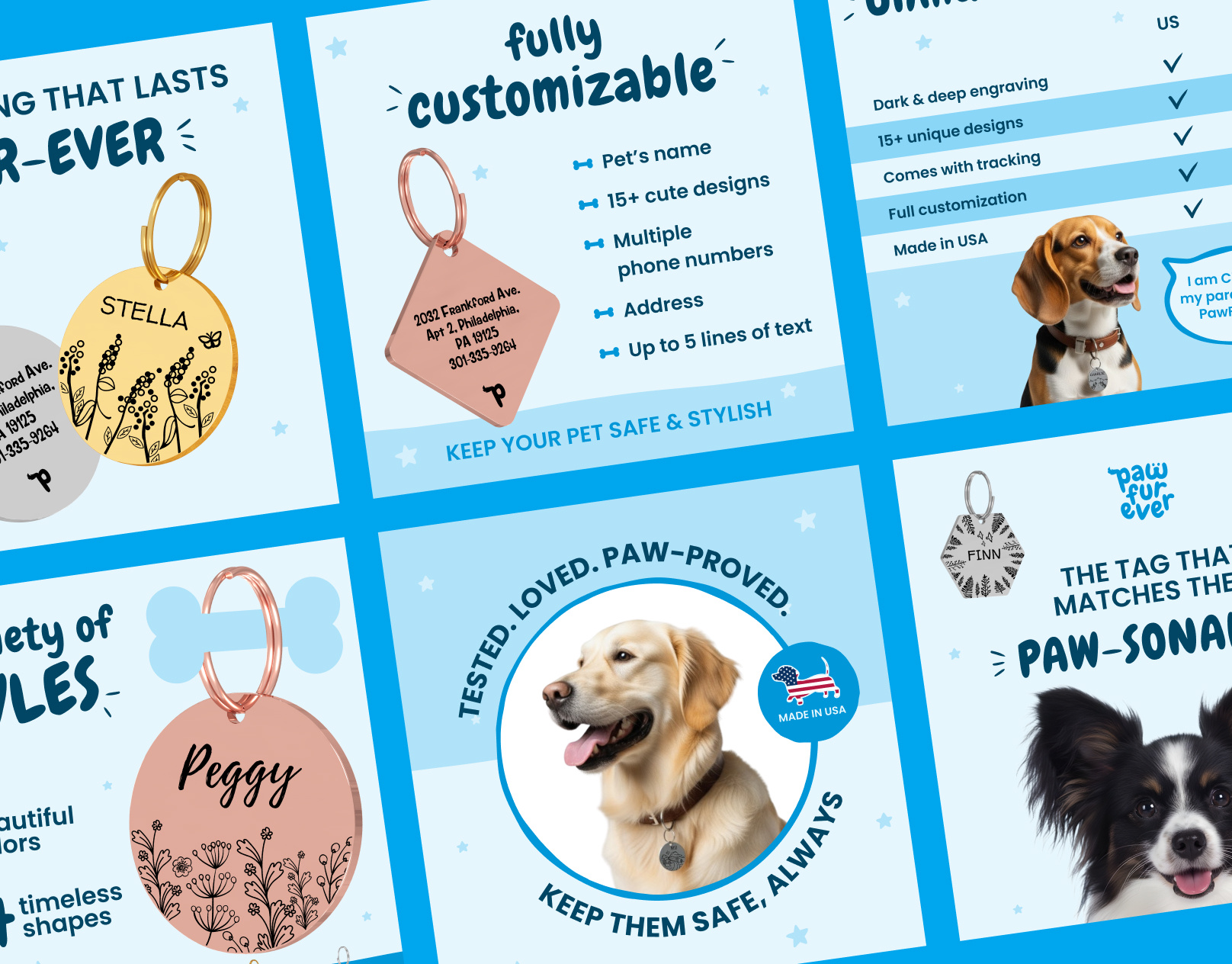Listing Images for Dog ID Tag/Dog Accessories amazon infographic design amazon lifestyle images amazon listing images amazon page design amazon pet listing amazon product images amazon product page design amazon storefront images ecommerce listing images listing design marketplace product images product infographic cards product infographics