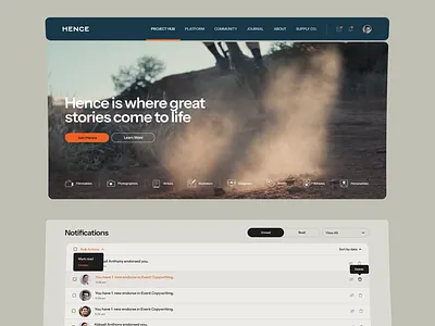 Hence — Website Overview b2b community creatives hence platform ui ux web design website