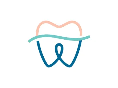 Platock & Wright Dentistry Logo beach blue branding dentist dentistry logo ocean peach teal tooth w w logo wave