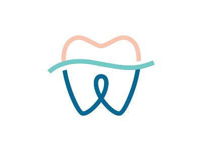 Platock & Wright Dentistry Logo beach blue branding dentist dentistry logo ocean peach teal tooth w w logo wave