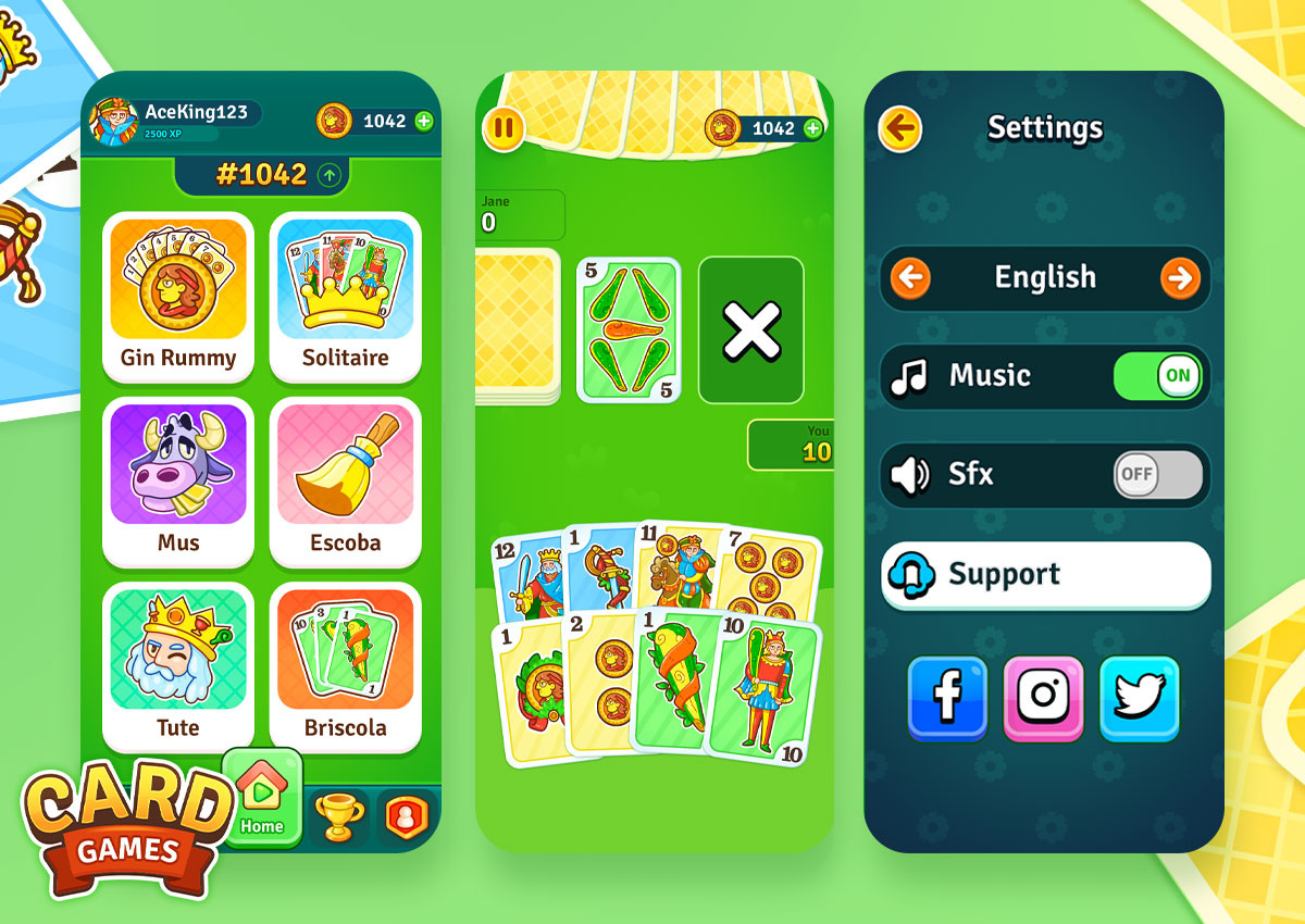 Card playing Game - Mobile game design app app design card design game game app game design game interface graphic design illustration ui ux