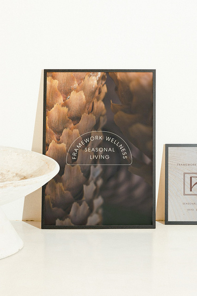 Framework Wellness Rebrand badge brand strategy illustration influencer logo design meditation minimalist natural poster rebrand self care social media strategy texture wellness wordmark yoga