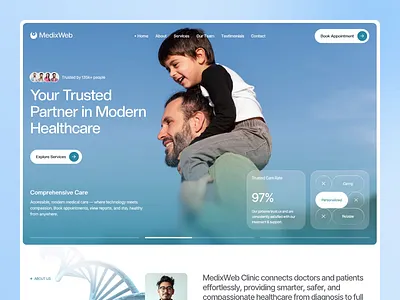 MedixWeb – Modern Healthcare Website Design / Medical SaaS Web clean medical web design clinic appointment system digital health website doctor booking platform health wellness platform healthcare app design healthcare portal ux healthcare saas ui healthcare website design hospital website design landing design medical clinic website medical landing page medical service website modern healthcare ui patient centered design professional clinic website responsive medical website telehealth platform design telemedicine web app
