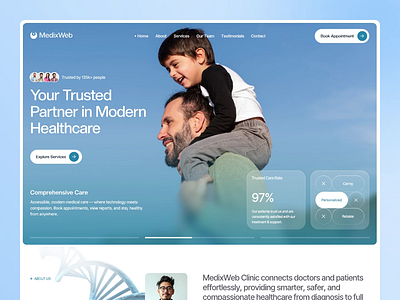 MedixWeb – Modern Healthcare Website Design / Medical SaaS Web clean medical web design clinic appointment system digital health website doctor booking platform health wellness platform healthcare app design healthcare portal ux healthcare saas ui healthcare website design hospital website design landing design medical clinic website medical landing page medical service website modern healthcare ui patient centered design professional clinic website responsive medical website telehealth platform design telemedicine web app