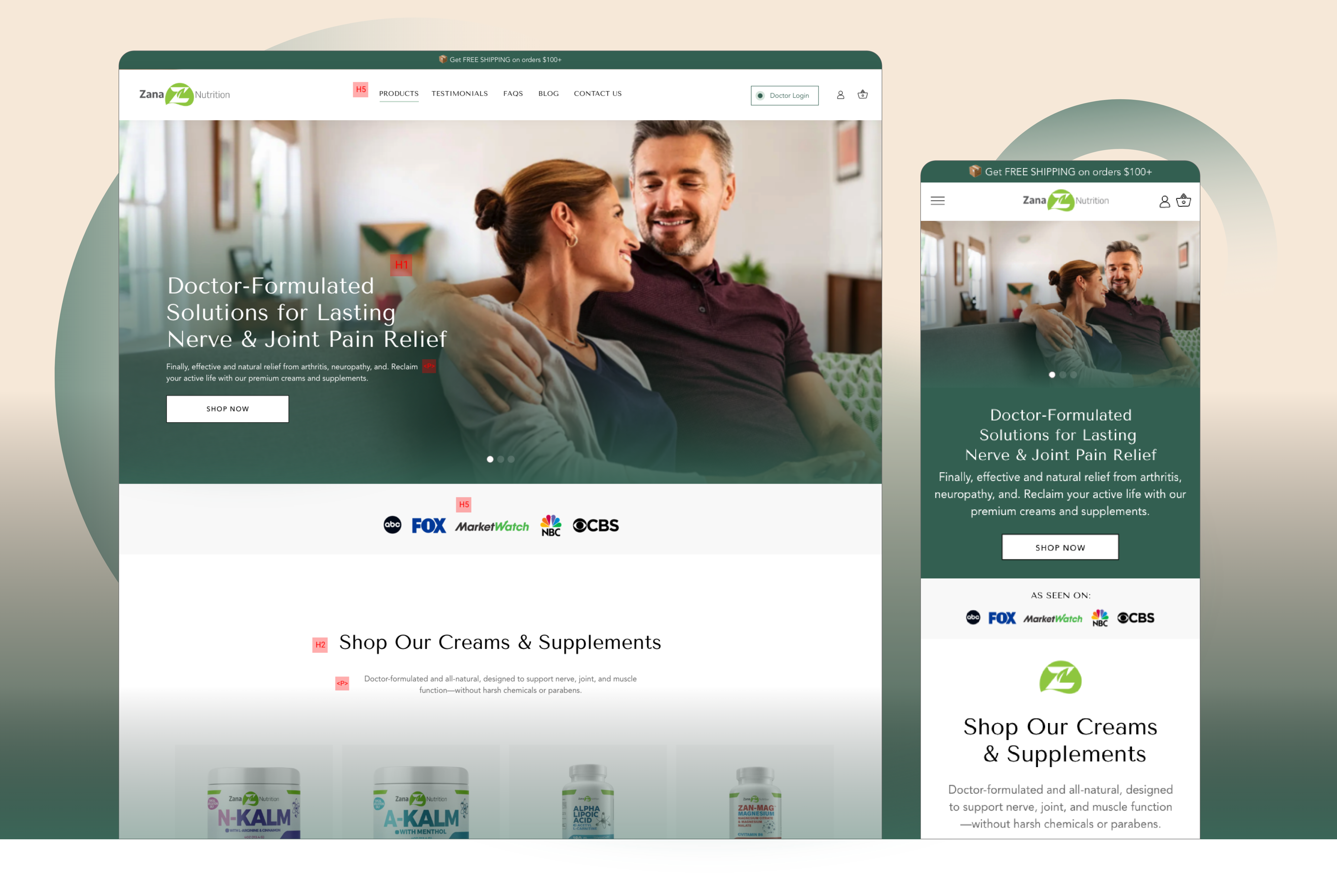 Zana Nutrition - Shopify Ecommerce Store Re-design branding e commerce website landing page design nutrition website shopify shopify e commerce shopify store ui user interface design uxui website revamp