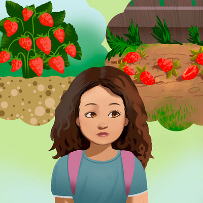 Siya's Strawberry Stand - Watercolor Children's Book art bookcover character art childrens art childrens book cover childrens book illustration illustration kdp kidlit strawberry watercolor