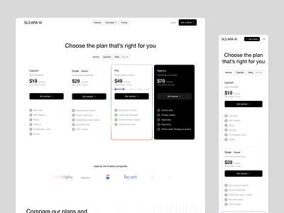Pricing Page for AI Marketing Tool ai b2b b2c clean graphic design landing page marketing modern pricing saas section simple startup tech tool ui website